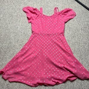 Justice Pink Facny Dress With Gold Dots And Straps